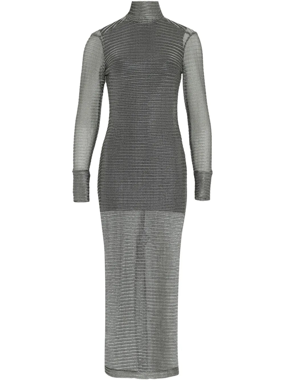 Metallic-Effect High-Neck Dress