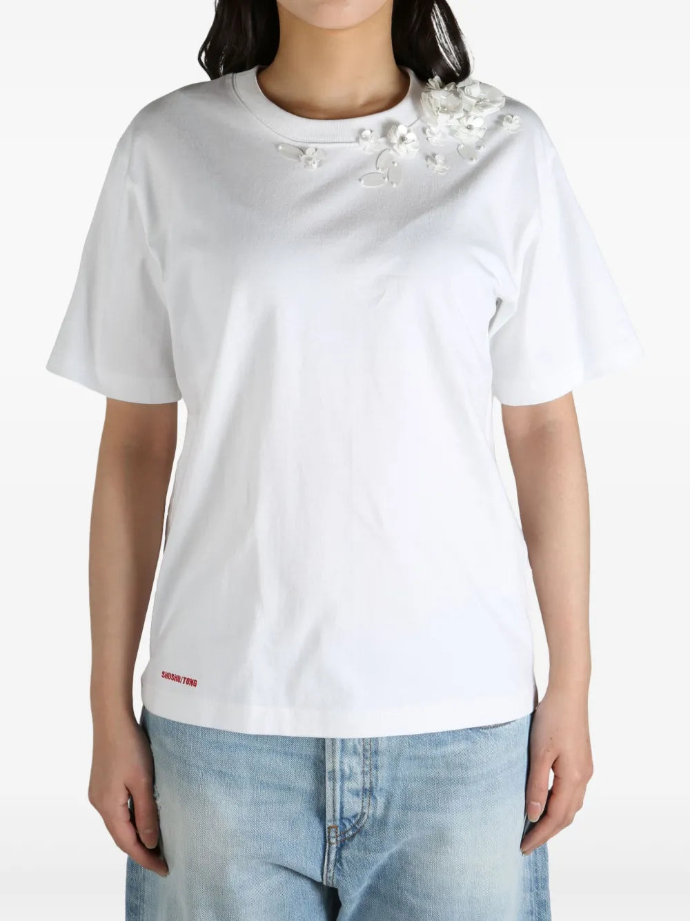 Floral-Appliqué T-Shirt