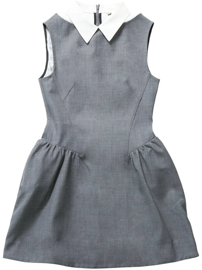 Contrasting-Collar Sleeveless Dress