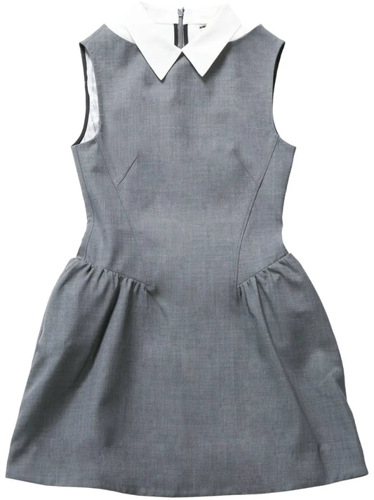 Contrasting-Collar Sleeveless Dress