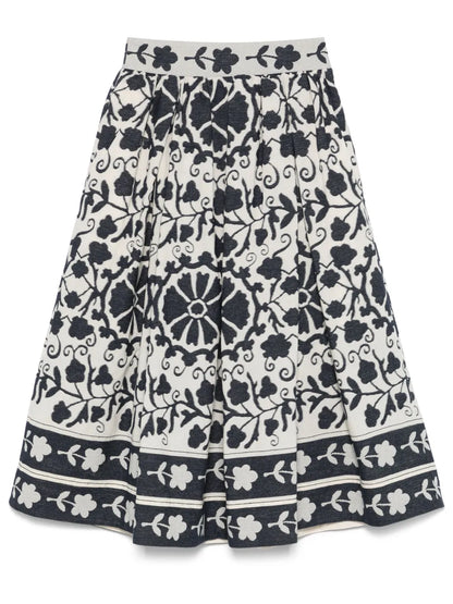 Floral-Jacquard Skirt