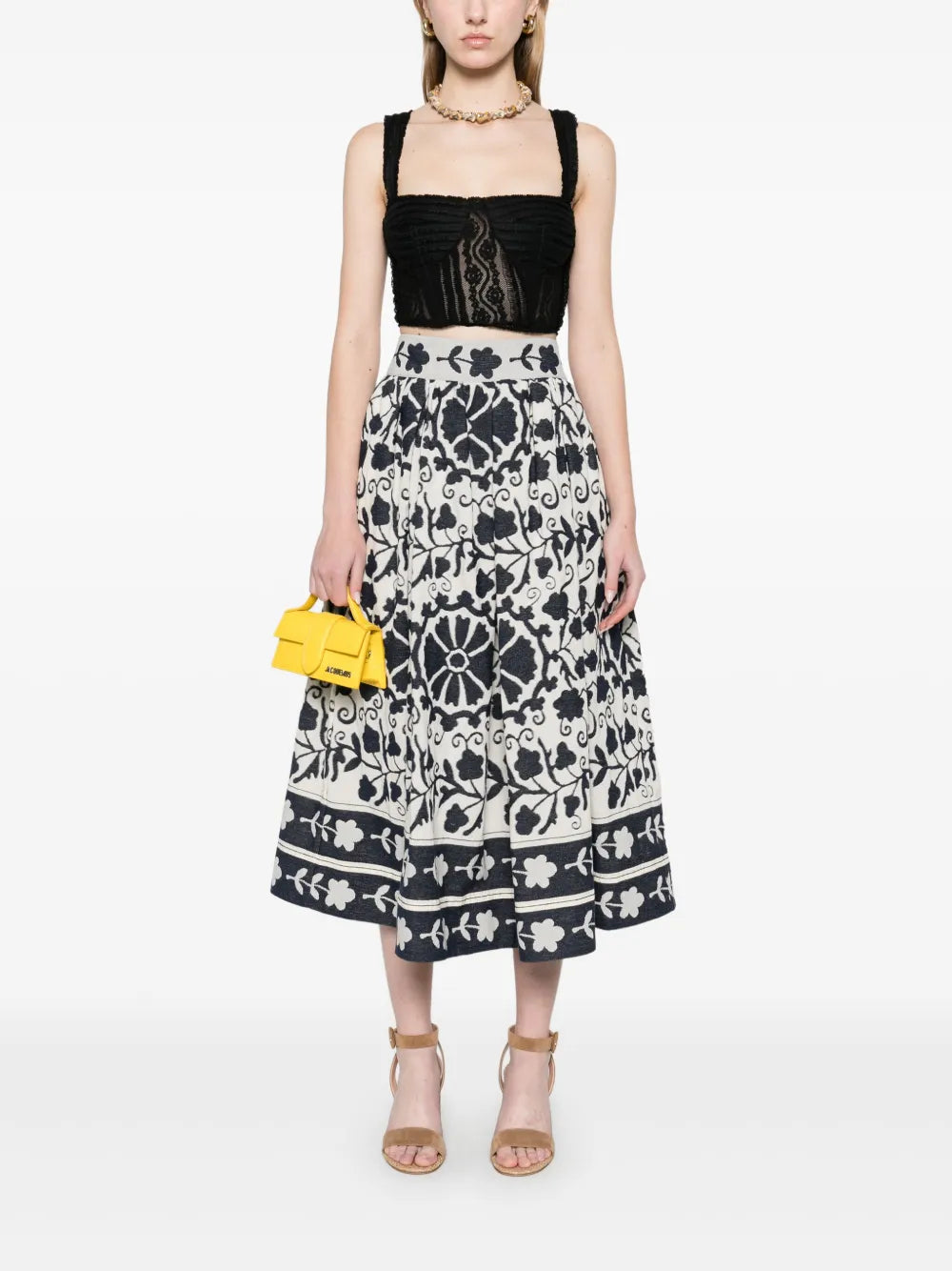 Floral-Jacquard Skirt