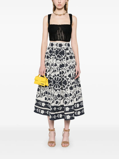 Floral-Jacquard Skirt