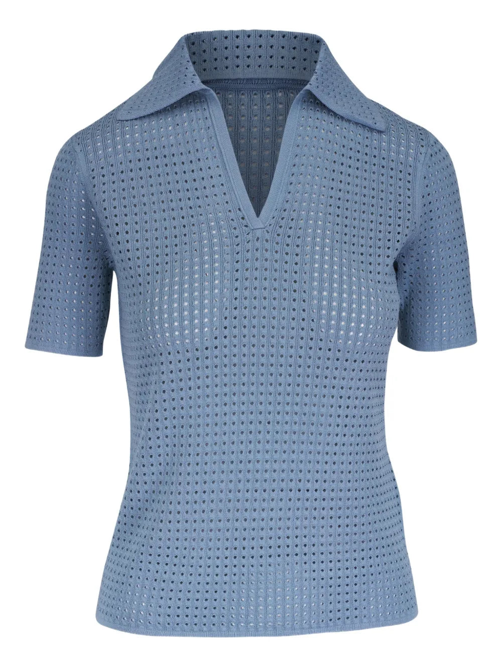 Open-Knit Polo Top