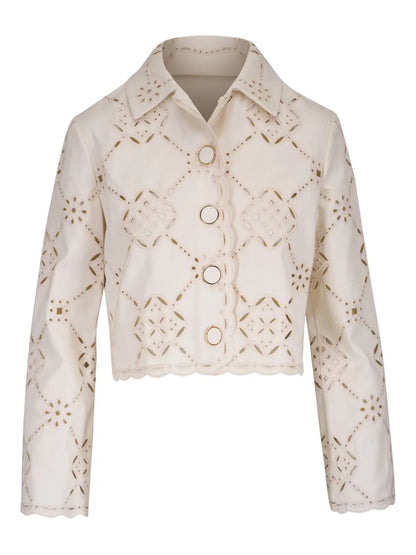 Adelaide Lace-Detail Cropped Jacket