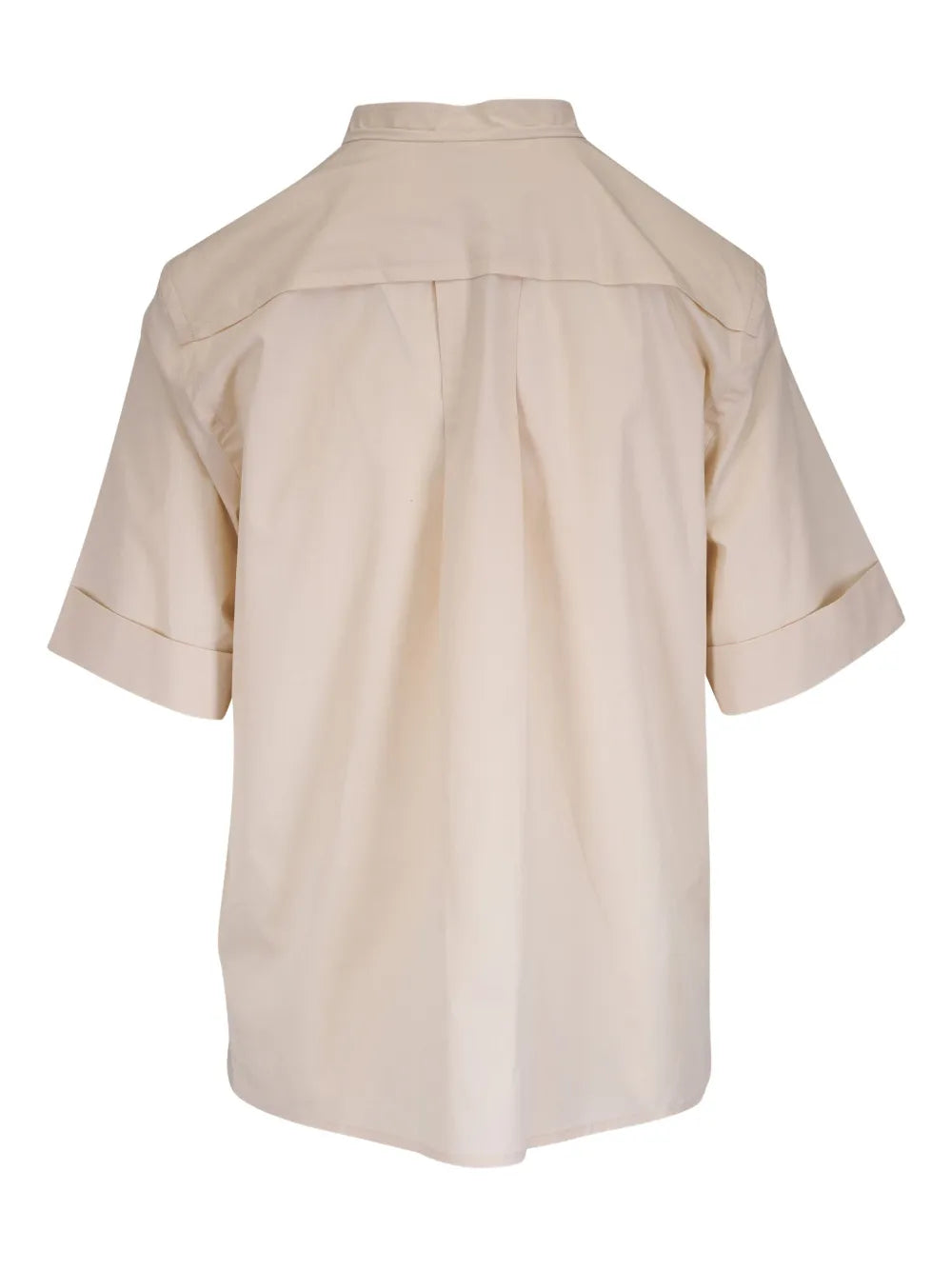 Band-Collar Short-Sleeve Shirt