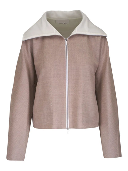 Contrasting-Collar Jacket