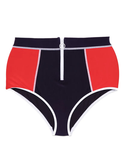 High-Waisted Zipped Swim Bottom