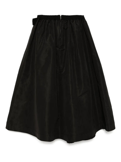 Bow-Detail Silk Midi Skirt