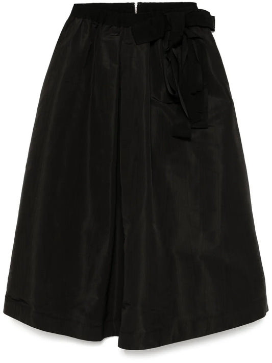 Bow-Detail Silk Midi Skirt