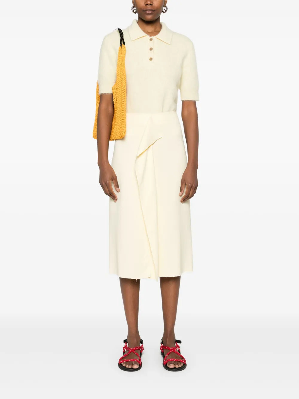 Draped-Detail Midi Dress