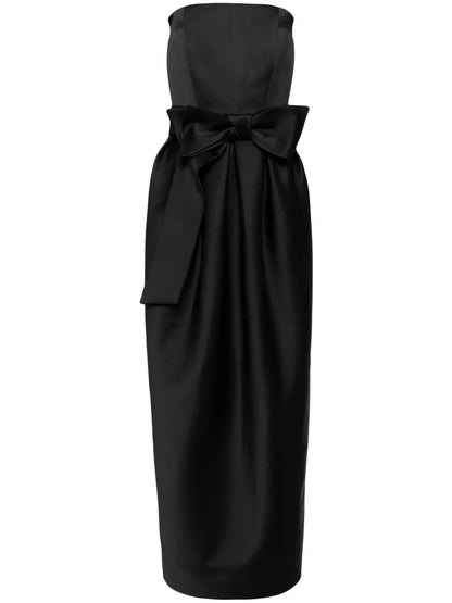 Strapless Bow-Detail Gown Dress