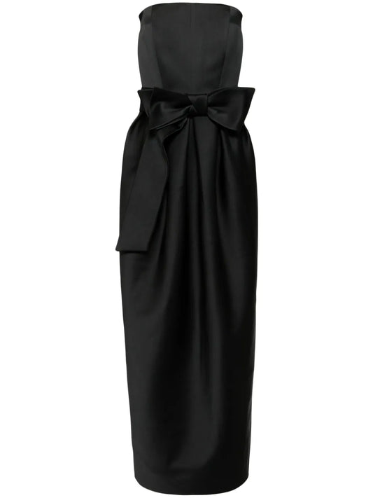Strapless Bow-Detail Gown Dress