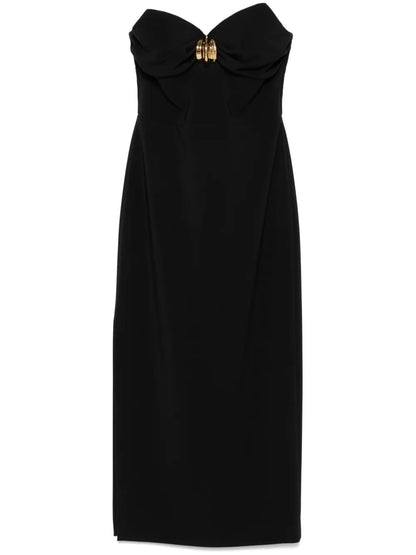 Macro-Bow Crepe Midi Dress
