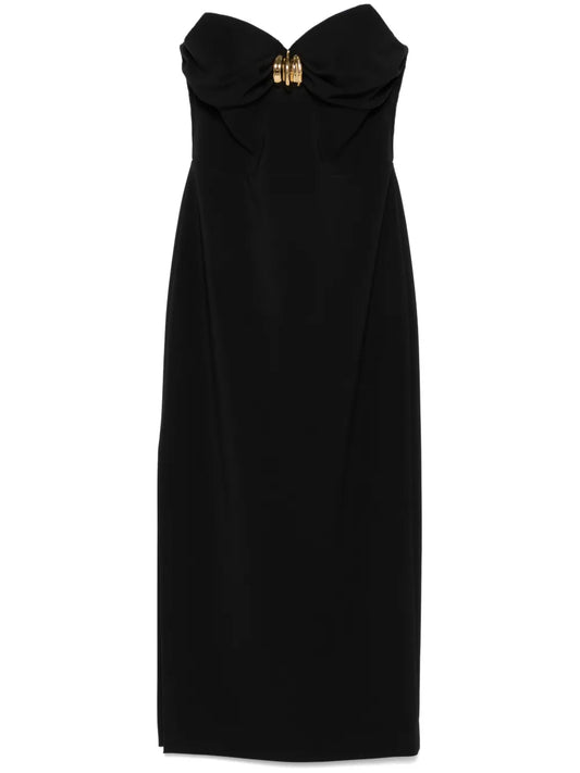 Macro-Bow Crepe Midi Dress