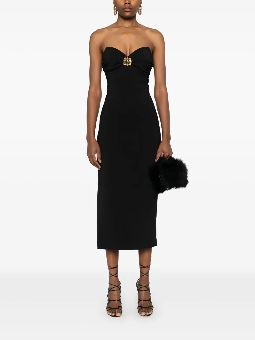 Macro-Bow Crepe Midi Dress