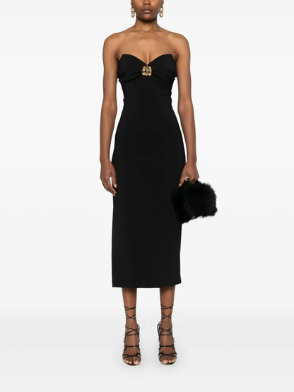 Macro-Bow Crepe Midi Dress