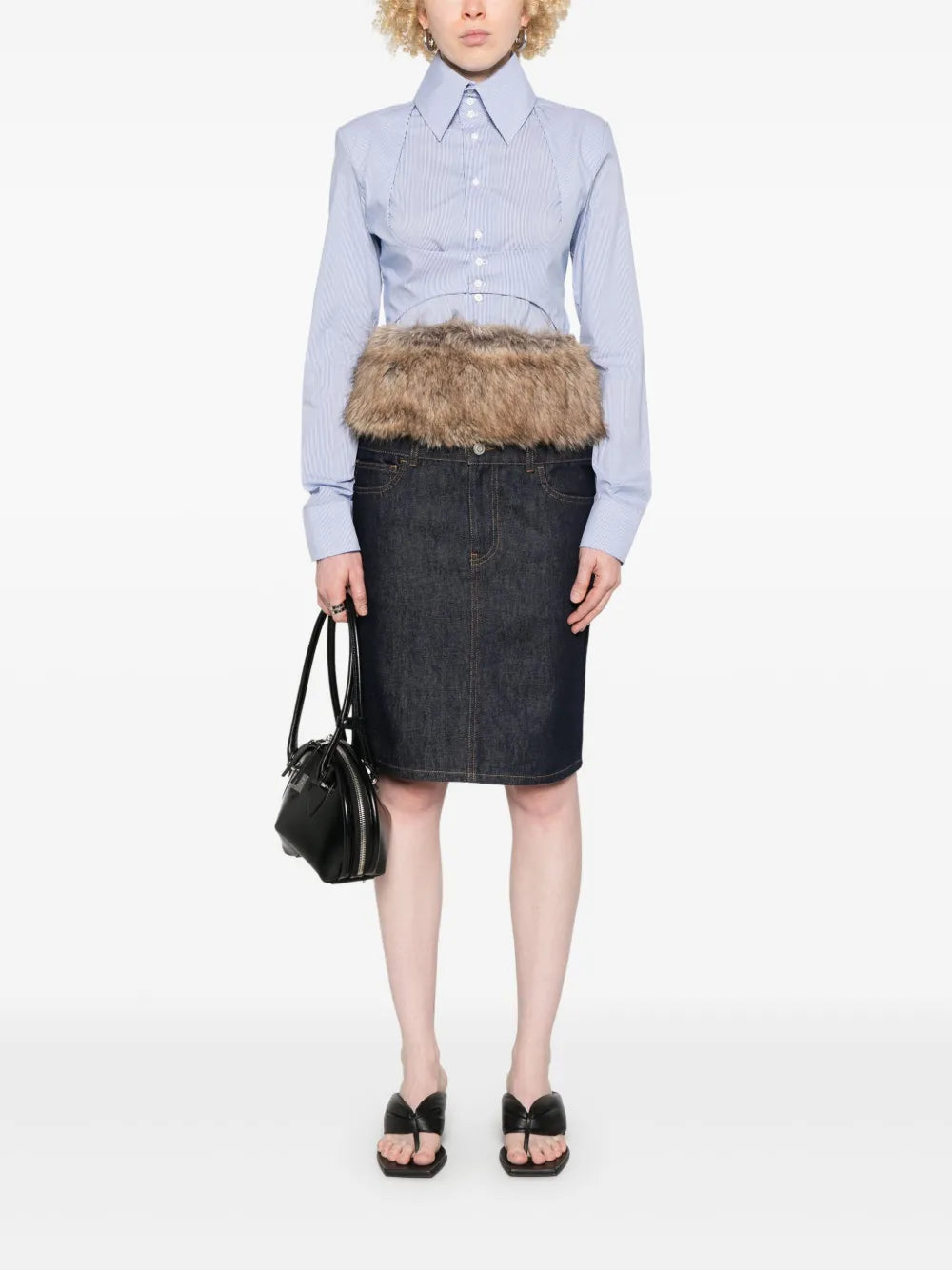 Faux-Fur Hybrid Midi Skirt