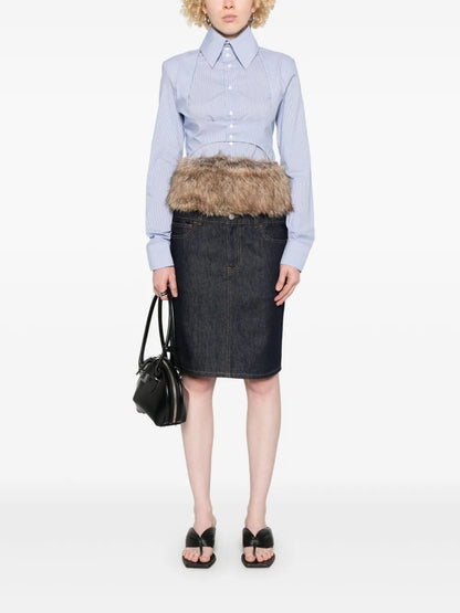 Faux-Fur Hybrid Midi Skirt