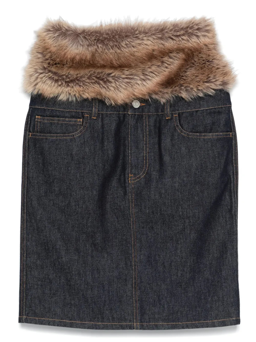 Faux-Fur Hybrid Midi Skirt