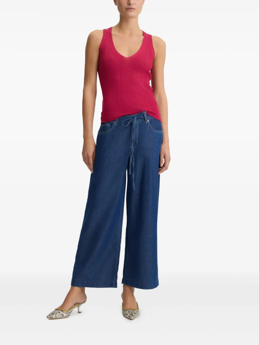 Tie-Waist Flared Jeans
