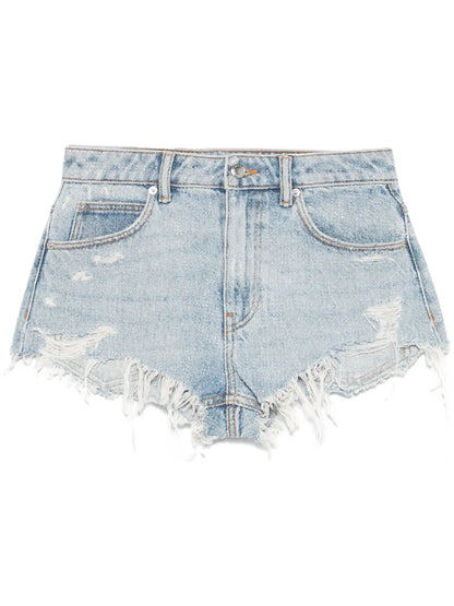 Rhinestoned Frayed Shorts