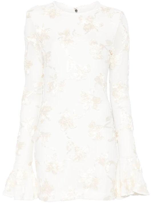 Flower-Mesh Mini Dress