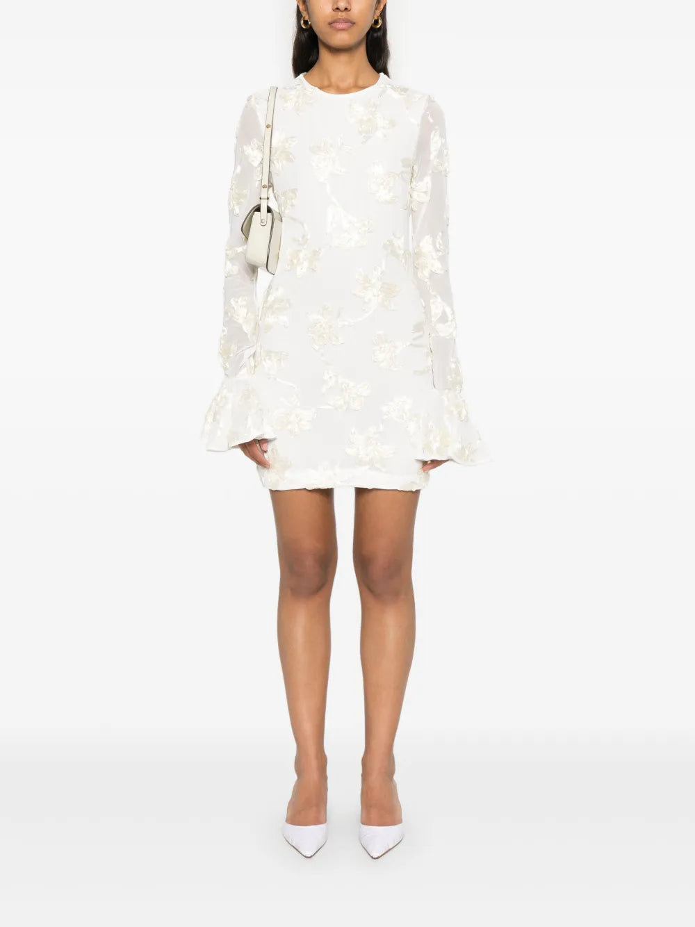 Flower-Mesh Mini Dress