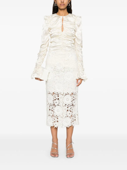 3D Lace Pencil Skirt