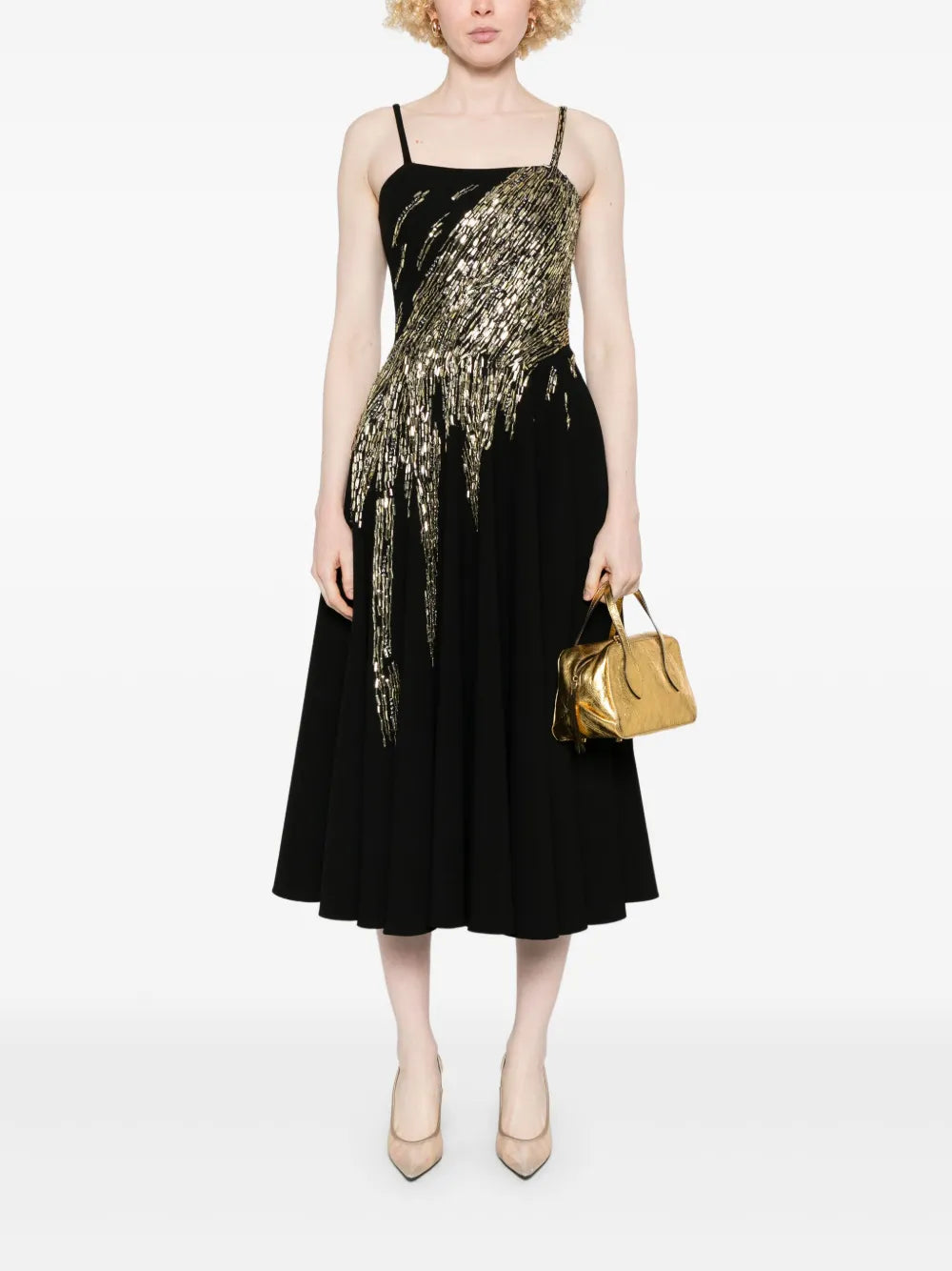 Bead-Embellished Midi Dress