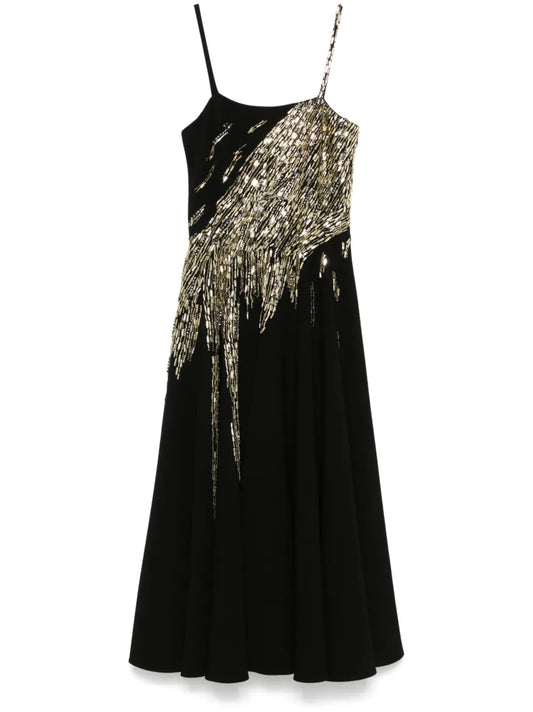 Bead-Embellished Midi Dress