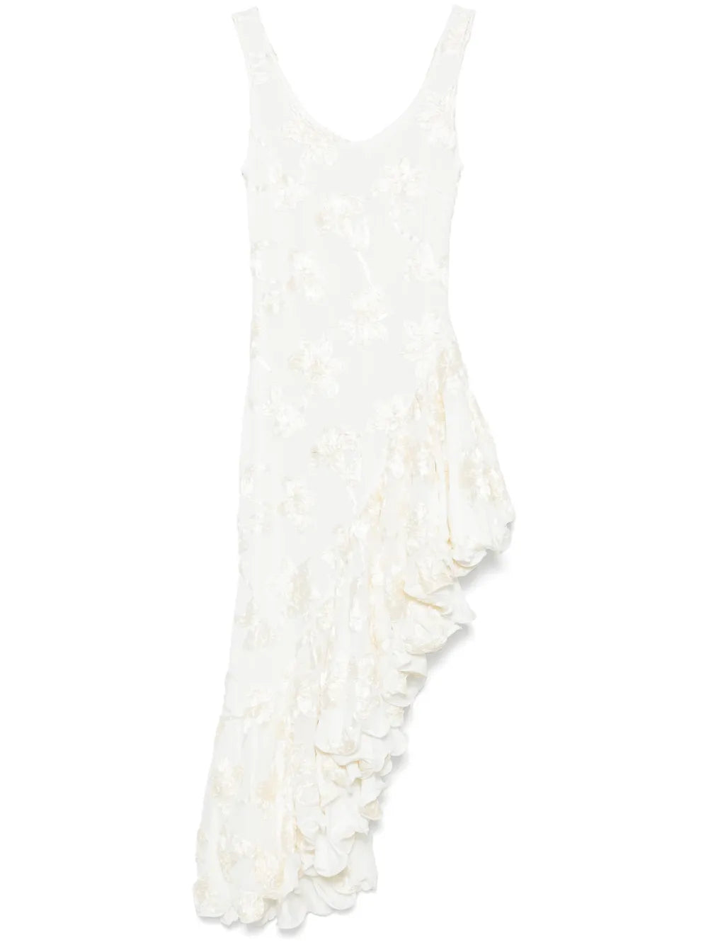 Flower-Mesh Ruffle Dress