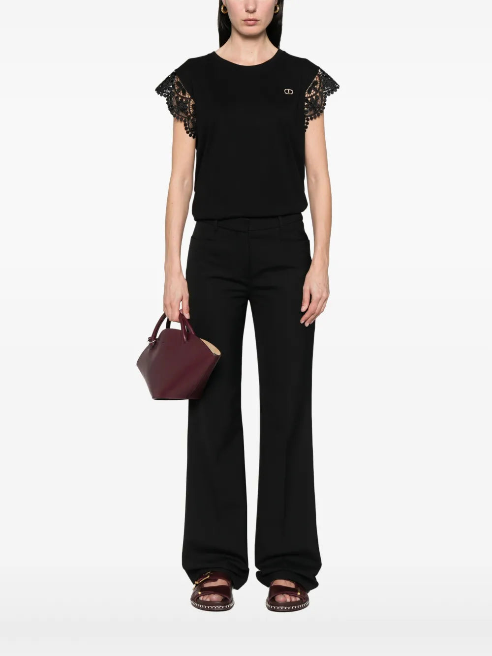 Lace-Cap-Sleeves T-Shirt