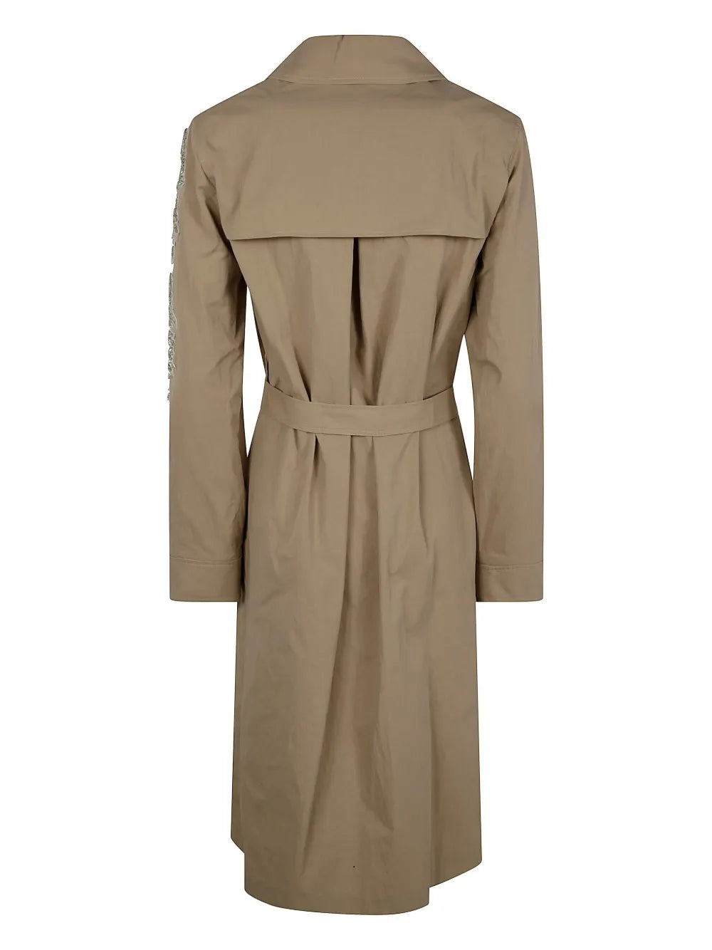 Floral-Appliqué Trench Coat