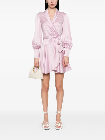 Silk Wrap Mini Dress