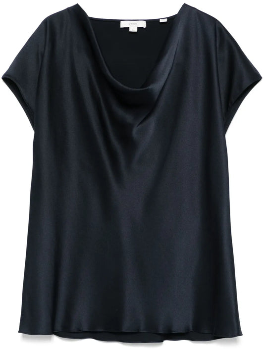 Cowl-Neck Silk Blouse