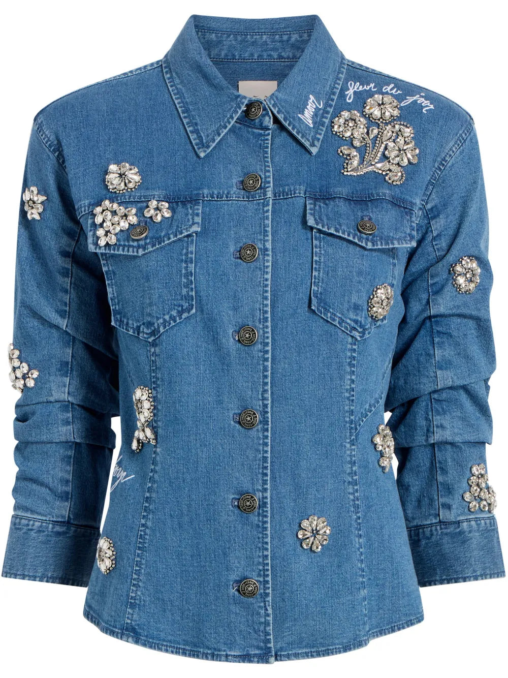 Crystal-Embellished Denim Jacket