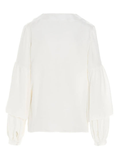 Puff-Sleeve Silk Blouse