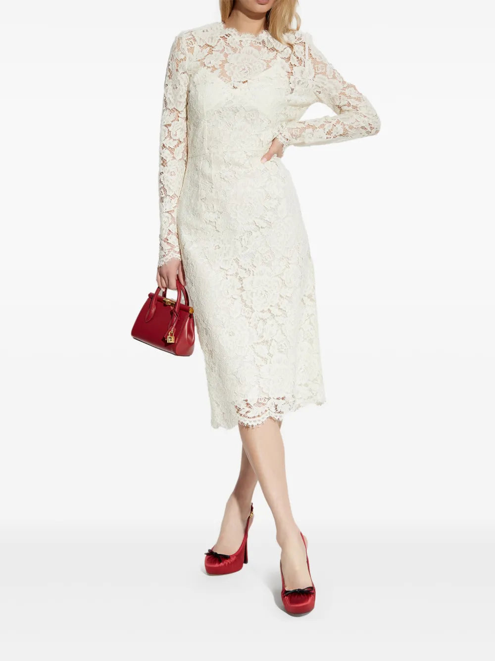 Floral-Lace Midi Dress