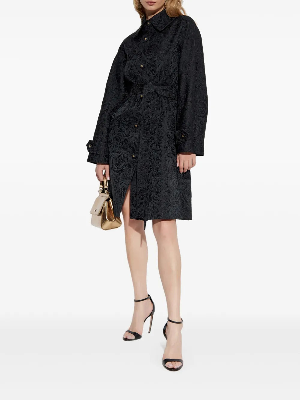 Floral-Jacquard Coat