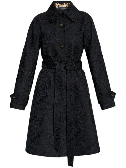 Floral-Jacquard Coat