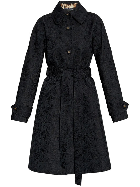 Floral-Jacquard Coat