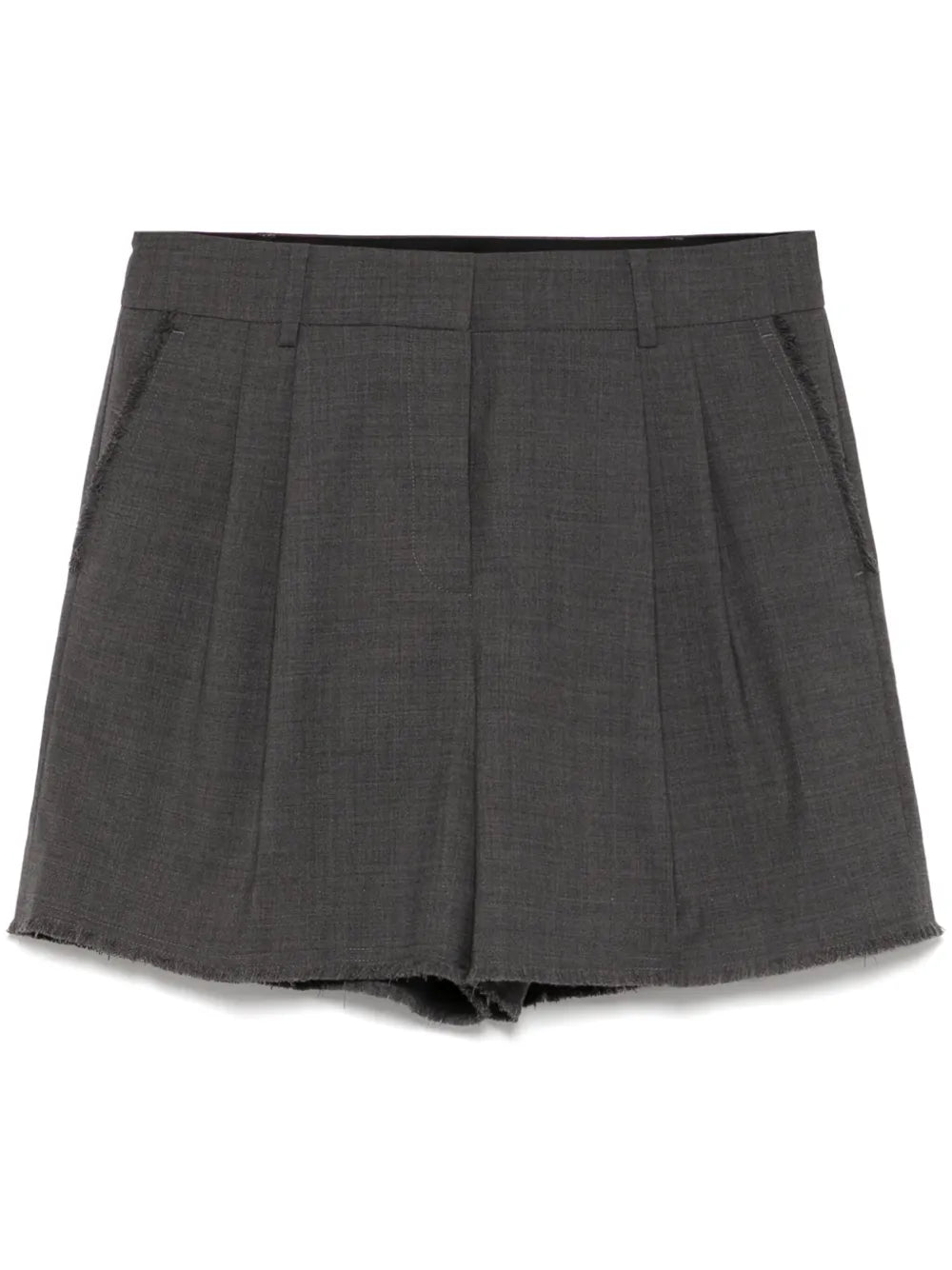 Raw Edged Pleated Shorts