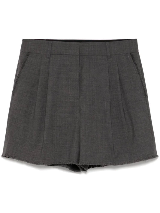 Raw Edged Pleated Shorts