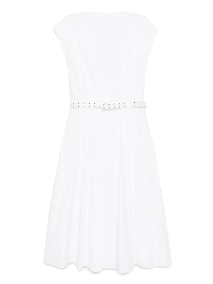 Midi Stretch Poplin Belted Dress