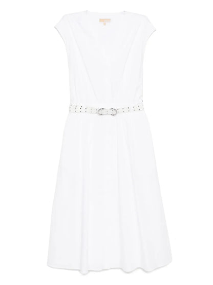 Midi Stretch Poplin Belted Dress