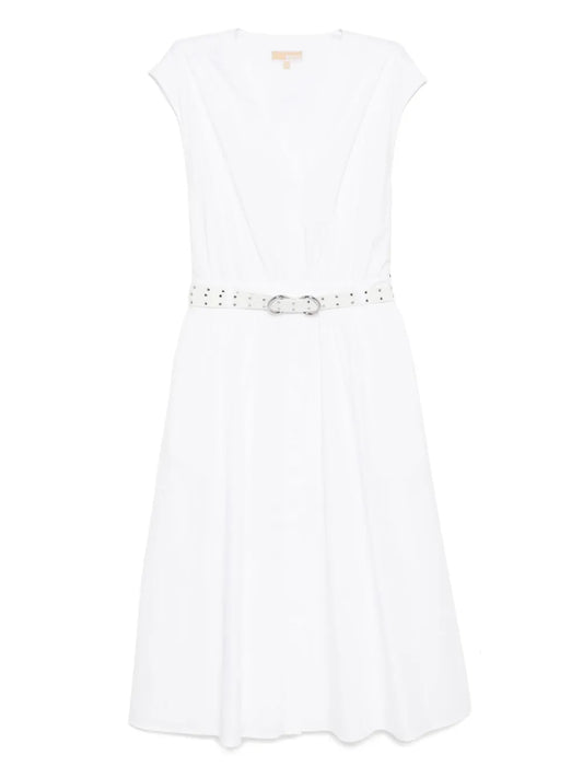 Midi Stretch Poplin Belted Dress