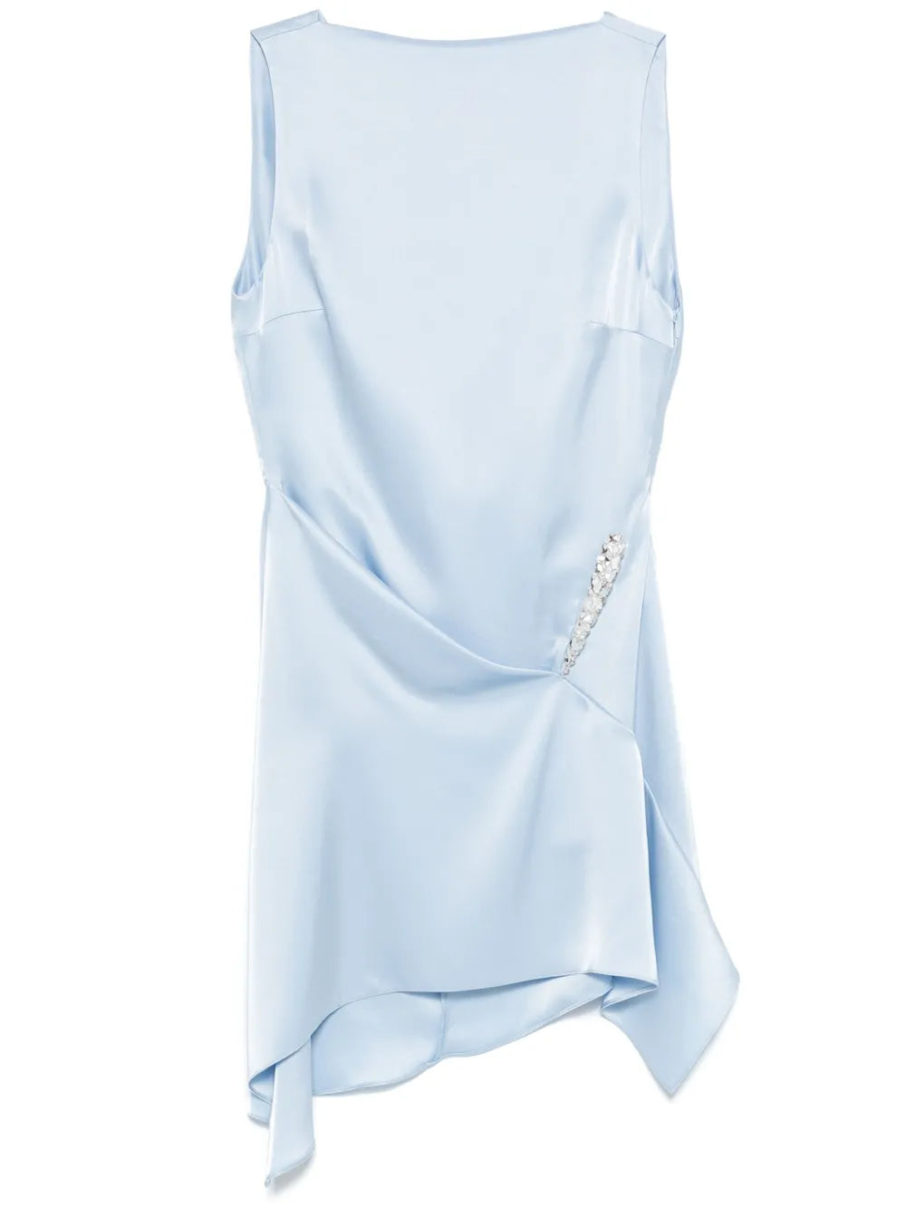 Crystal-Claw Detailed Asymmetric Mini Dress