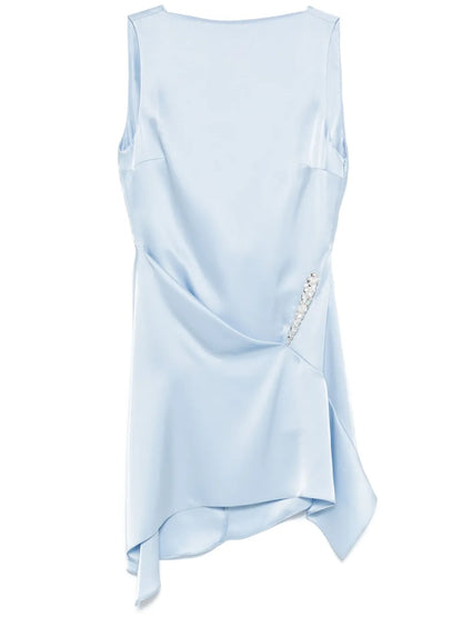 Crystal-Claw Detailed Asymmetric Mini Dress