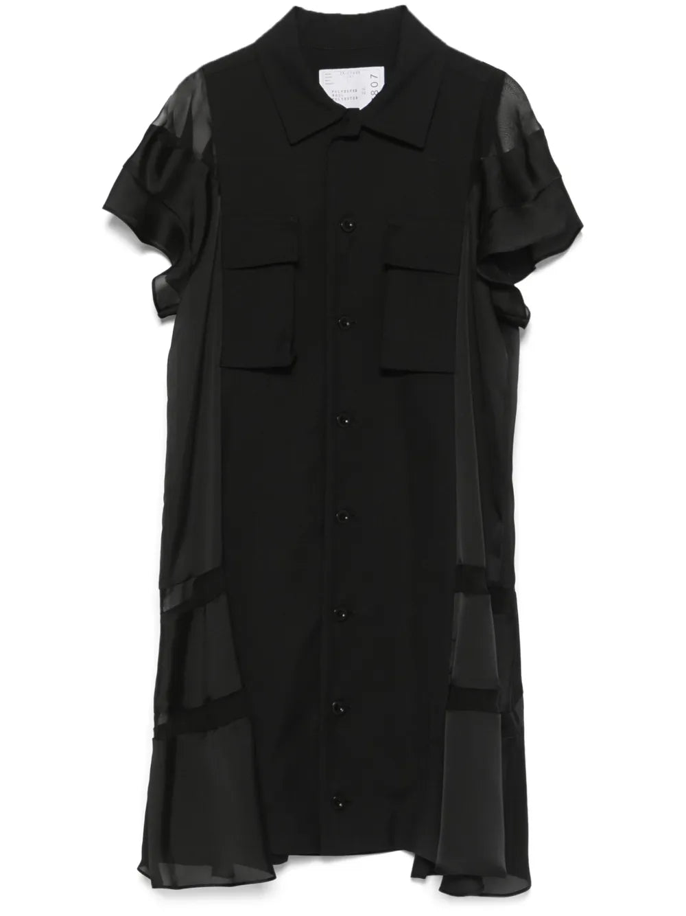 Sheer-Panels Shirt Dress